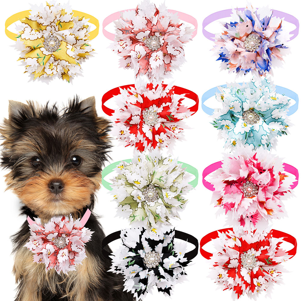 Pet Supplies Hours - 귀여운 강아지 나비 넥타이 목걸이 꽃