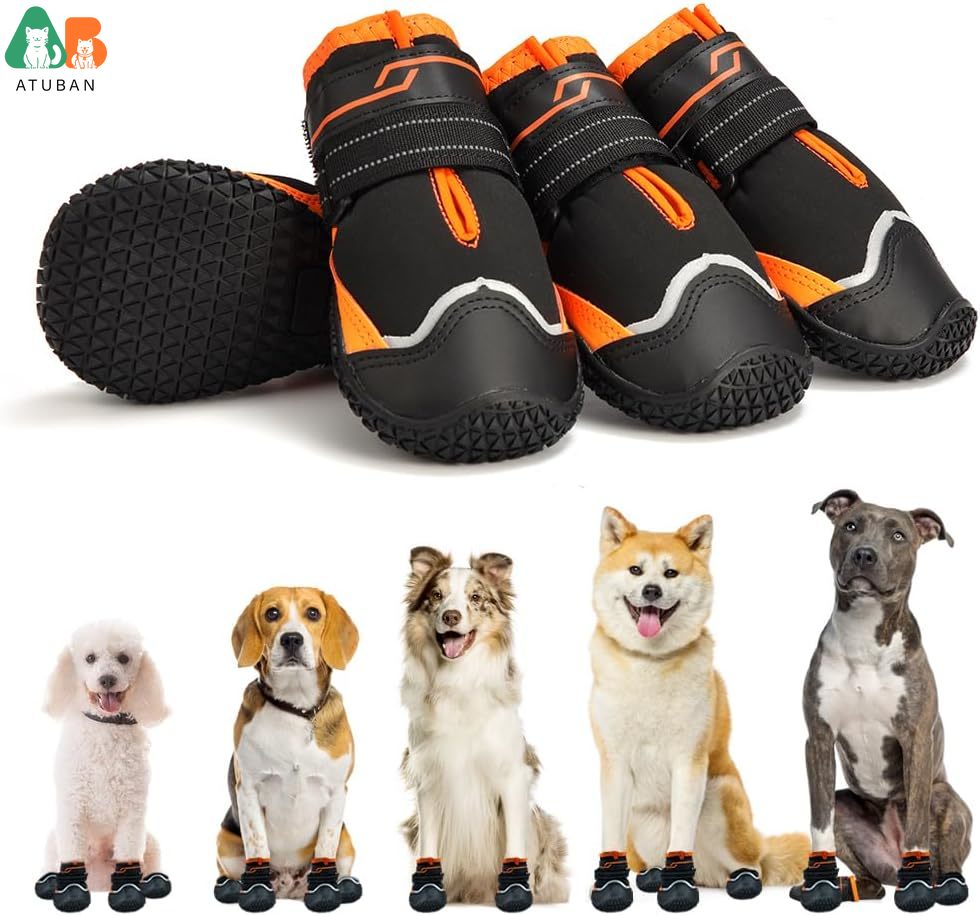 Dog Booties Paw Protector - ATUBAN 강아지용 미끄럼 방지 부츠 및