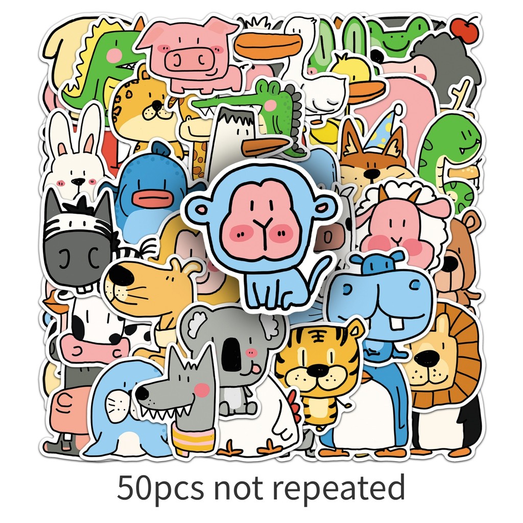 Pet Supplies Zoo - 50장 동물원 동물 스티커 귀여운 미니멀리스트