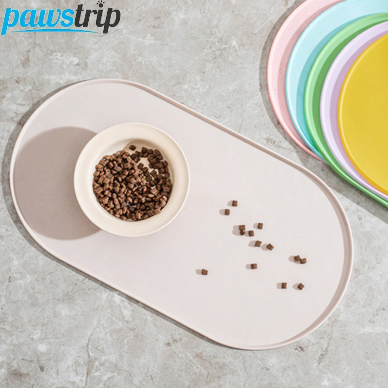 Pet Supplies Hours - 45.5x24.5cm 타원형 애완동물 먹이 매트 실리콘